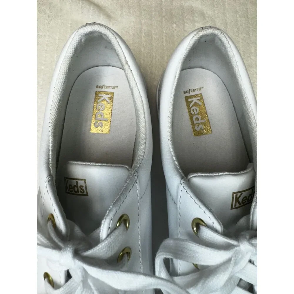KEDS Jump Kick Leather Lace Up Sneakers, White, Sz 10